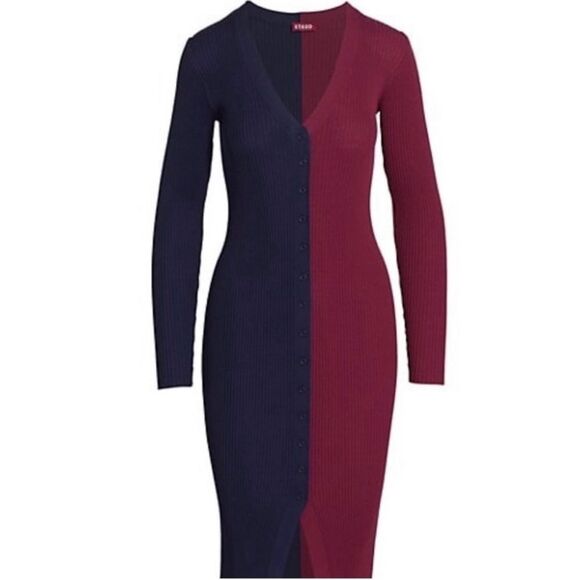 STAUD Shoko Colorblock Sweater Dress Size XS - Picture 6 of 16